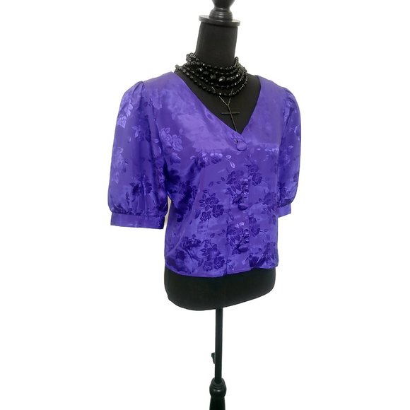 Vintage Royal Purple 1980s Blouse - Picture 11 of 13